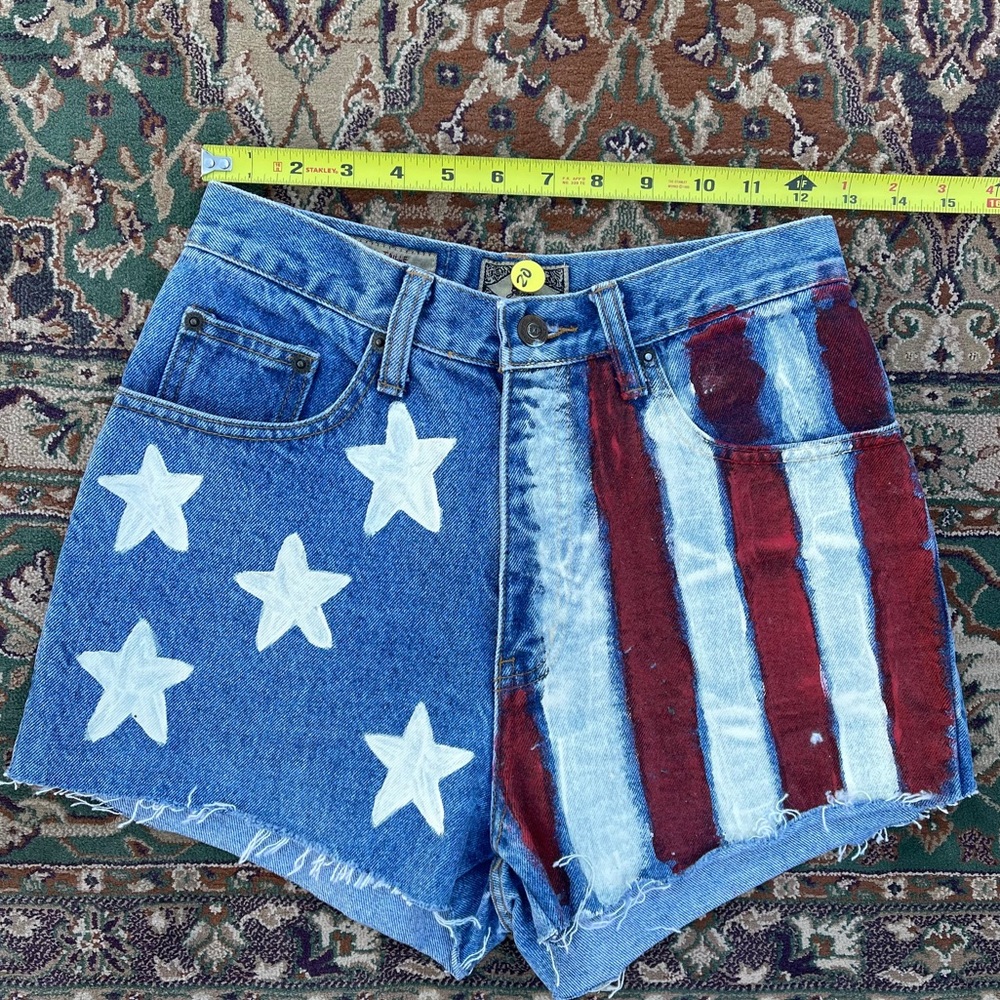 Hand painted American Flag vintage shorts